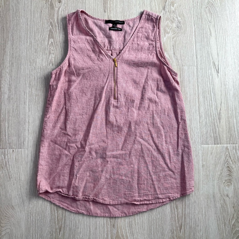 Harve Benard Washable Linen Sleeveless V Neck Top M Pink Relaxed Resort Coastal